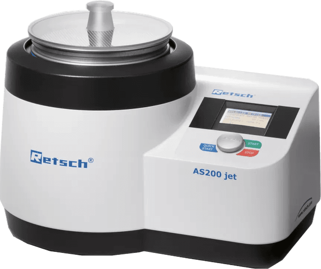 Retsch Air Jet Sieving Machine AS 200 Jet, for test sieves 203 mm (8”) Ø, with manual vacuum regulation, incl. lids for test sieves 1” and 2” height and rubber mallet, 100–240 V, 50/60 Hz, incl. test report acc. to EN 10204 2.2