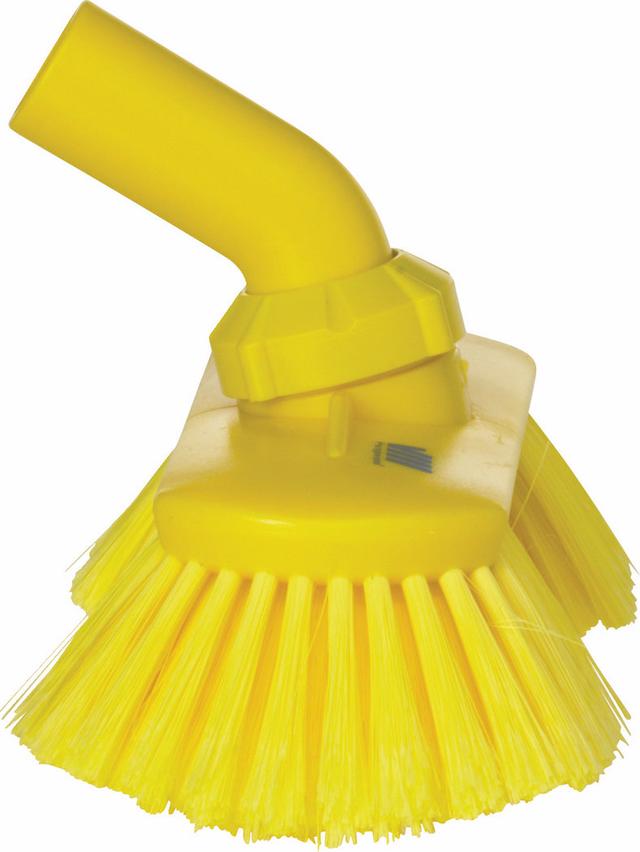 Washing Brush w/Angle adjustment, waterfed, 240 mm, Soft/split, Yellow