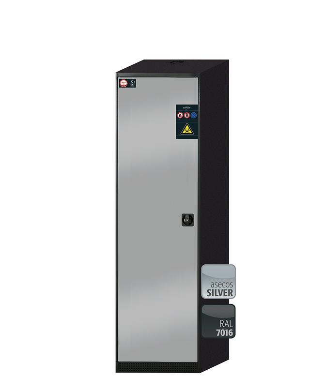 Asecos CS-CLASSIC model CS.195.054 cabinet, (mm) 545 x 520 x 1950,  3x shelf, 1x perforated insert, 1x bottom collecting sump; galvanised steel