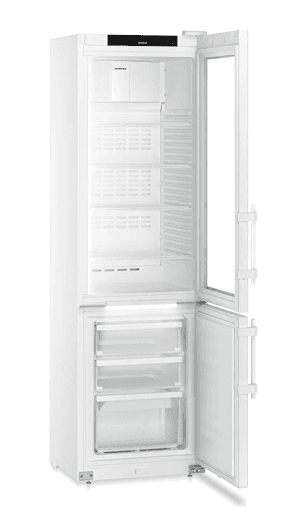 Liebherr SCFvh 4032 laboratory fridge-freezer combination, +3 °C ... +16 °C / −9 °C ... −30 °C, 206 L / 58 L, plastic interior, glass and steel doors, with NoFrost