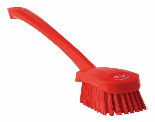 Vikan Washing Brush w/long handle, 415 mm, Hard, Red