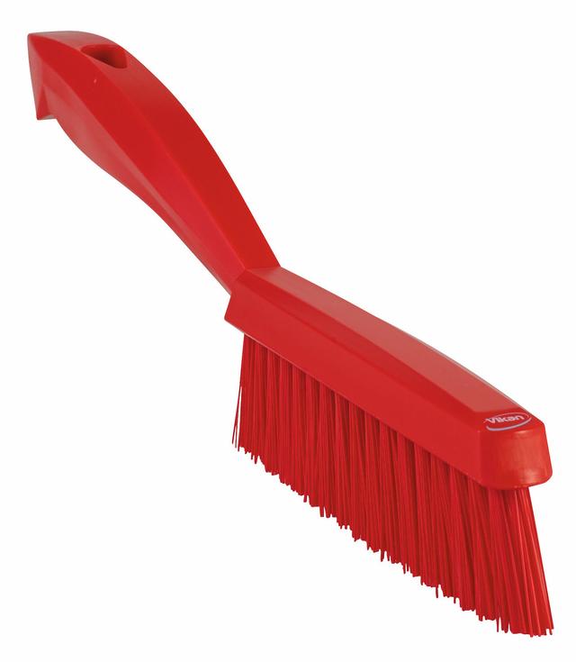 Narrow Hand Brush w/Short Handle, 300 mm, Very hard, Red