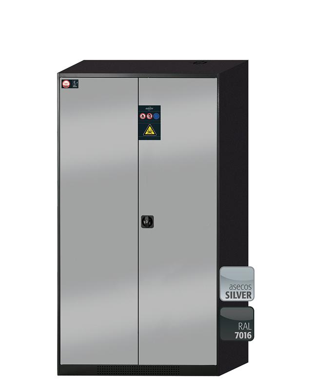 Asecos CS-CLASSIC model CS.195.105 cabinet, (mm) 1055 x 520 x 1950,  3x shelf, 1x perforated insert, 1x bottom collecting sump; galvanised steel