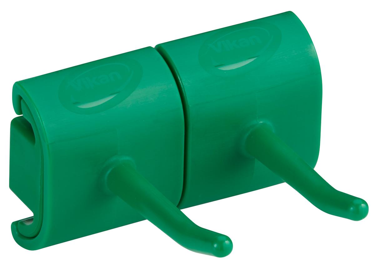 Vikan Hygienic Wall Bracket, Double Hook Module, 83 mm, Green