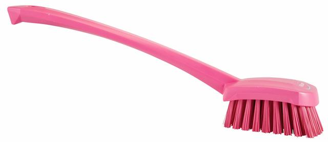 Vikan Washing Brush w/long handle, 415 mm, Hard, Pink