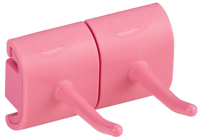 Vikan Hygienic Wall Bracket, Double Hook Module, 83 mm, Pink