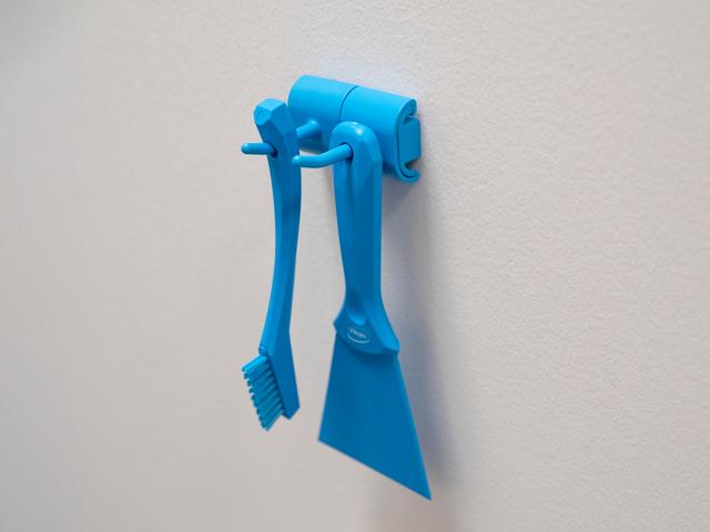 Vikan Hygienic Wall Bracket, Double Hook Module, 83 mm, Blue