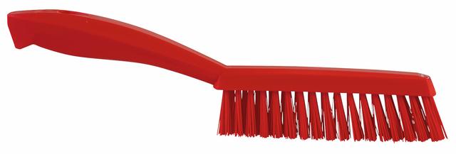 Narrow Hand Brush w/Short Handle, 300 mm, Very hard, Red