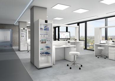 Liebherr SRFvh 4011 laboratory refridgerator, +3 °C to +16 °C, 420 L, (mm) 597 x 654 x 1884, fan-assisted cooling, plastic inner liner, glass door