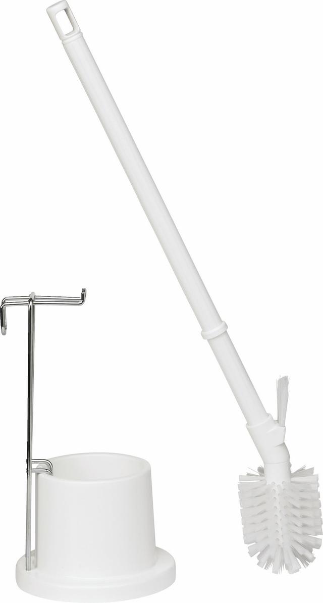 Toilet Brush w/Holder & Wall Bracket, 720 mm, Medium, White Toilet Brush w/Holder & Wall Bracket, 720 mm, Medium, White