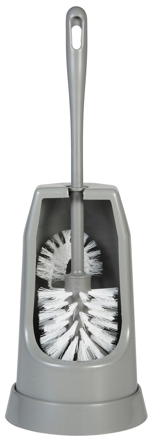 Vikan Toilet Brush w/Rim Brush, 400 mm, Medium, Grey Vikan Toilet Brush w/Rim Brush, 400 mm, Medium, Grey
