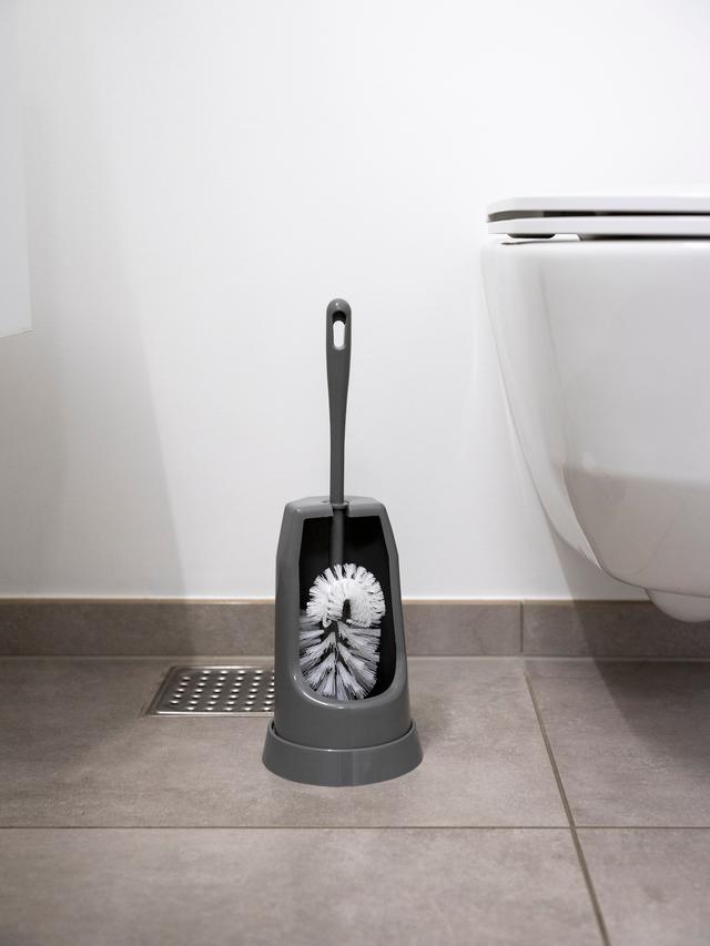 Vikan Toilet Brush w/Rim Brush, 400 mm, Medium, Grey Vikan Toilet Brush w/Rim Brush, 400 mm, Medium, Grey