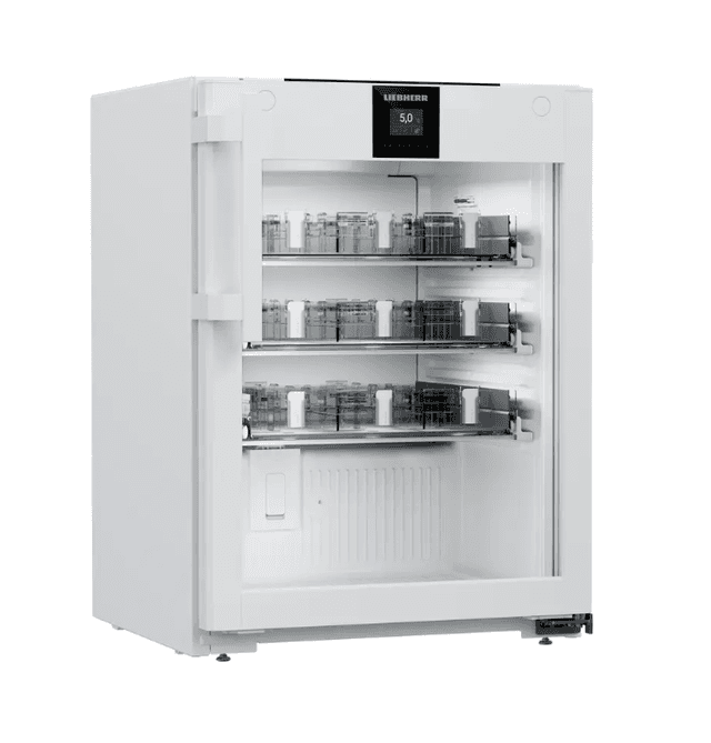 Liebherr HMTvh 1511 pharmaceutical refridgerator, +5 °C, 78 L, with medicine drawers, fan-assisted cooling, compliant with DIN 13277, glass door Liebherr HMTvh 1511 pharmaceutical refridgerator, +5 °C, 78 L, with medicine drawers, fan-assisted cooling, compliant with DIN 13277, glass door