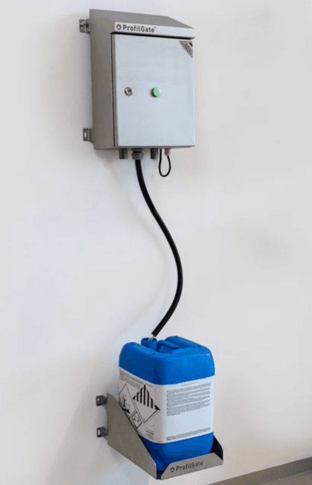 ProfilGate® aqua Dosing Station, WHD (mm) 300 x 380/450 x 200, including 25l canister holder ProfilGate® aqua Dosing Station, WHD (mm) 300 x 380/450 x 200, including 25l canister holder