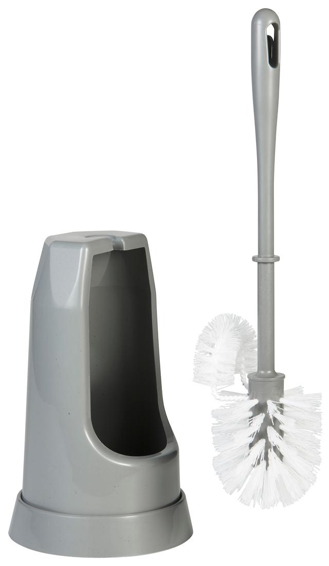 Vikan Toilet Brush w/Rim Brush, 400 mm, Medium, Grey Vikan Toilet Brush w/Rim Brush, 400 mm, Medium, Grey